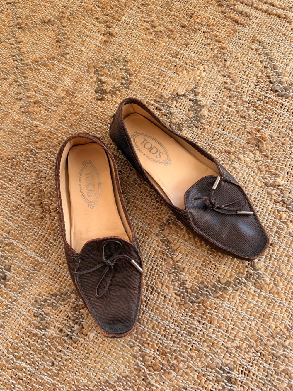 Vintage TOD'S Womens Driving Moc Lizard Loafers Sz 8.5